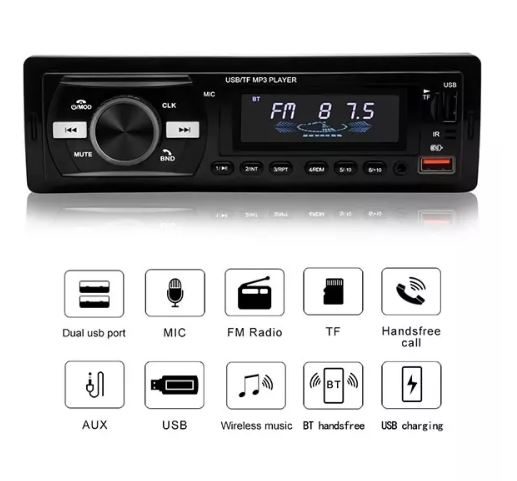 Multifunctional Car Mp3 Player Bluetooth Hand-free Receiver - Black