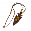 Leather necklace with amber stone 10319