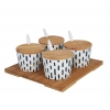 Set of 4 eco-friendly bamboo cans on a bamboo stand 41255