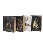 Gift bag with New Year illustration, black-white 45806