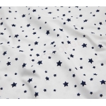 ბამბის ქსოვილი - თეთრი ლურჯი ვარსკვლავებით 1მ 25984