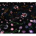 შტაპელის ქსოვილი - შავი ფერადი ყვავილებით 1მ 27048