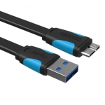 კაბელი Vention VAS-A12-B150 Flat USB3.0 A Male to Micro B Male Cable 1.5M Black 27700