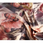 Silk fabric - with flowers and butterfly prints 1 m 28889