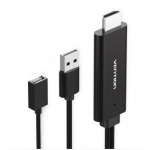 კაბელი VENTION CEKBH USB to HDMI Convert Cable(Mobile Phone Connect to TV) 2M Black Metal Type 29522