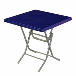 პლასტმასის ოთხკუთხედი მაგიდა ლითონის ფეხებით CT056 ლურჯი ზომა: 75X75cm 29931