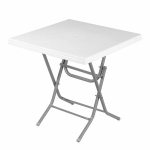 პლასტმასის ოთხკუთხედი მაგიდა ლითონის ფეხებით CT056 თეთრი ზომა: 75X75cm 29932