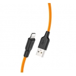 კაბელი Hoco X21 Plus Silicone charging cable for Lightning Black＆orange 35004
