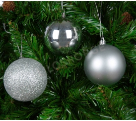 Christmas balls 24 pcs, silver 45890