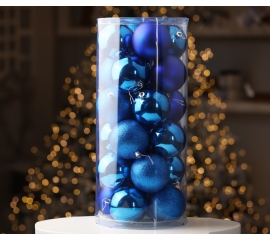 Christmas balls 24 pcs, blue 48742