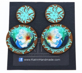 Earrings with turquoise ornaments 10367