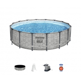 Frame pool with ladder, filter and cover Bestway 5619E 488x122 cm with wave lounge  91082 207x150 см 49863