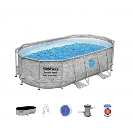 Frame pool with a complete set of accessories Bestway 56714 427x250x100 cm with wave lounge 43023 201 x 89 cm 49862